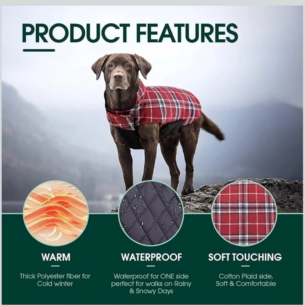 NWOT Red Plaid Small Dog Plaid Coat Lined and padded